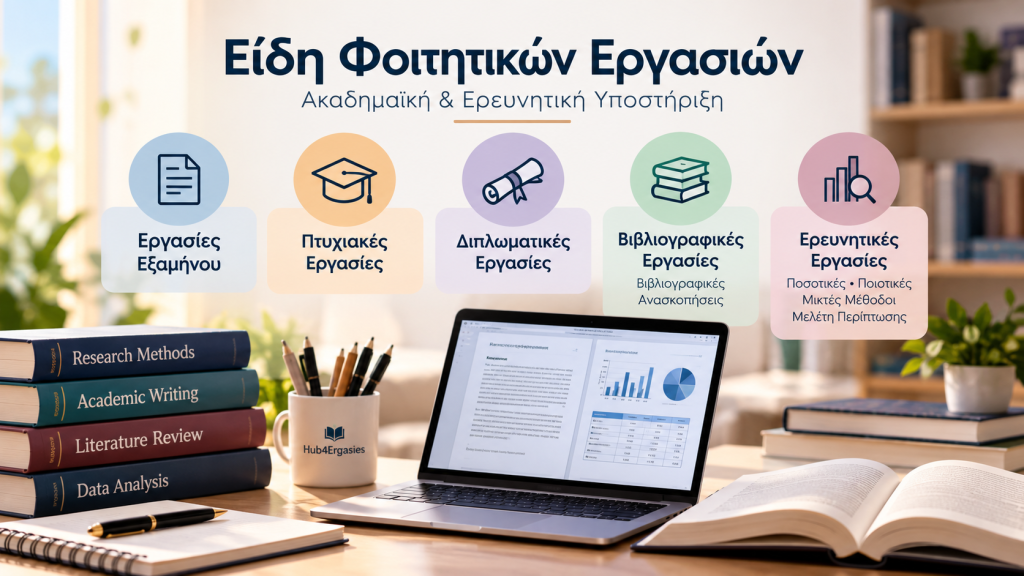 Είδη φοιτητικών εργασιών: εργασίες εξαμήνου, πτυχιακές, διπλωματικές, βιβλιογραφικές και ερευνητικές εργασίες