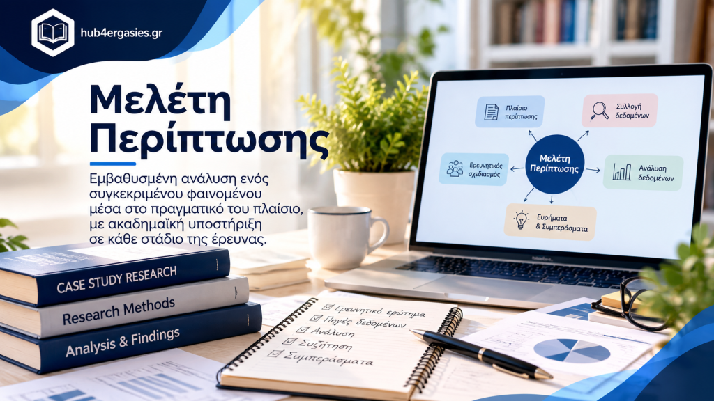 Μελέτη περίπτωσης με ακαδημαϊκή υποστήριξη στον ερευνητικό σχεδιασμό, τη συλλογή και ανάλυση δεδομένων, την ερμηνεία και την επιμέλεια.